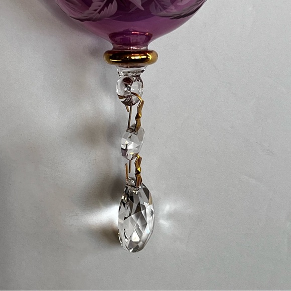 Fine Egyptian Glass Christmas Ornament 7.5” Pink Etched - Picture 9 of 13